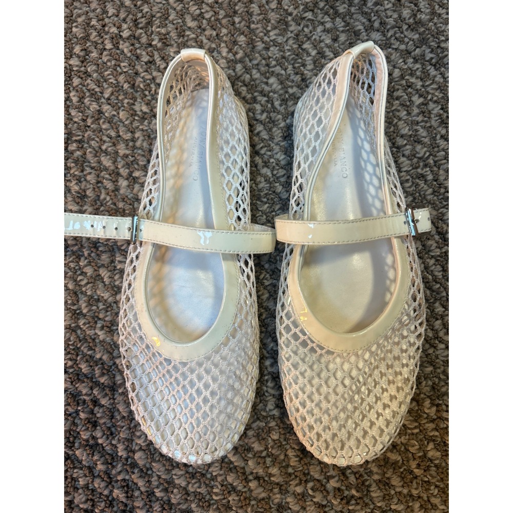Tony Bianco Mia White Mesh Patent Leather Mary Jane Ballet Flats Size 8